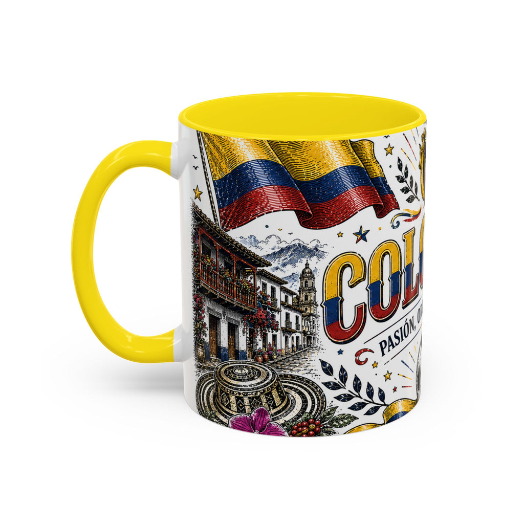 Colombia Soccer Coffee Mug | World Cup Fan Gift | Accent Color Ceramic 11oz 15oz Match Day Cup