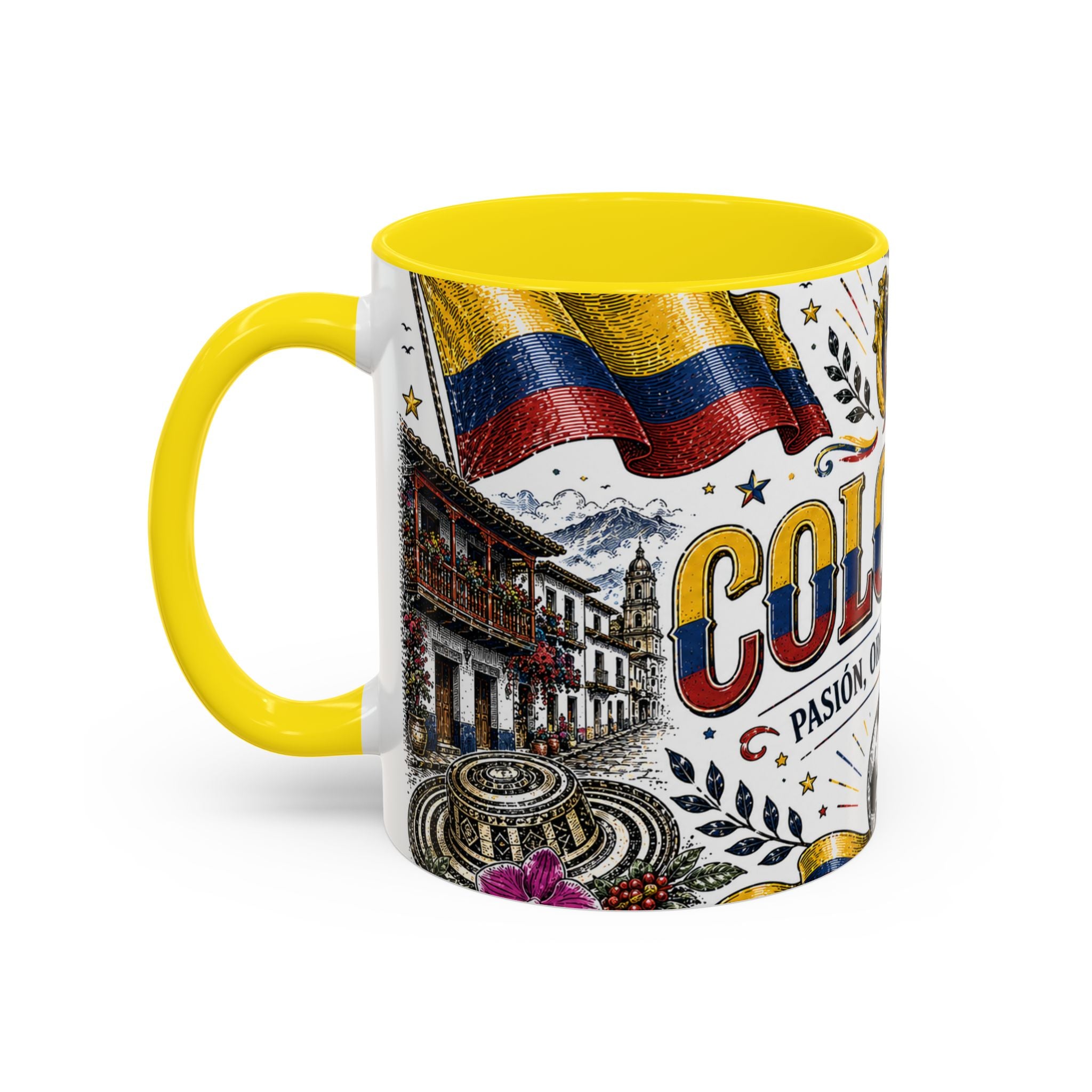 Colombia Soccer Coffee Mug | World Cup Fan Gift | Accent Color Ceramic 11oz 15oz Match Day Cup