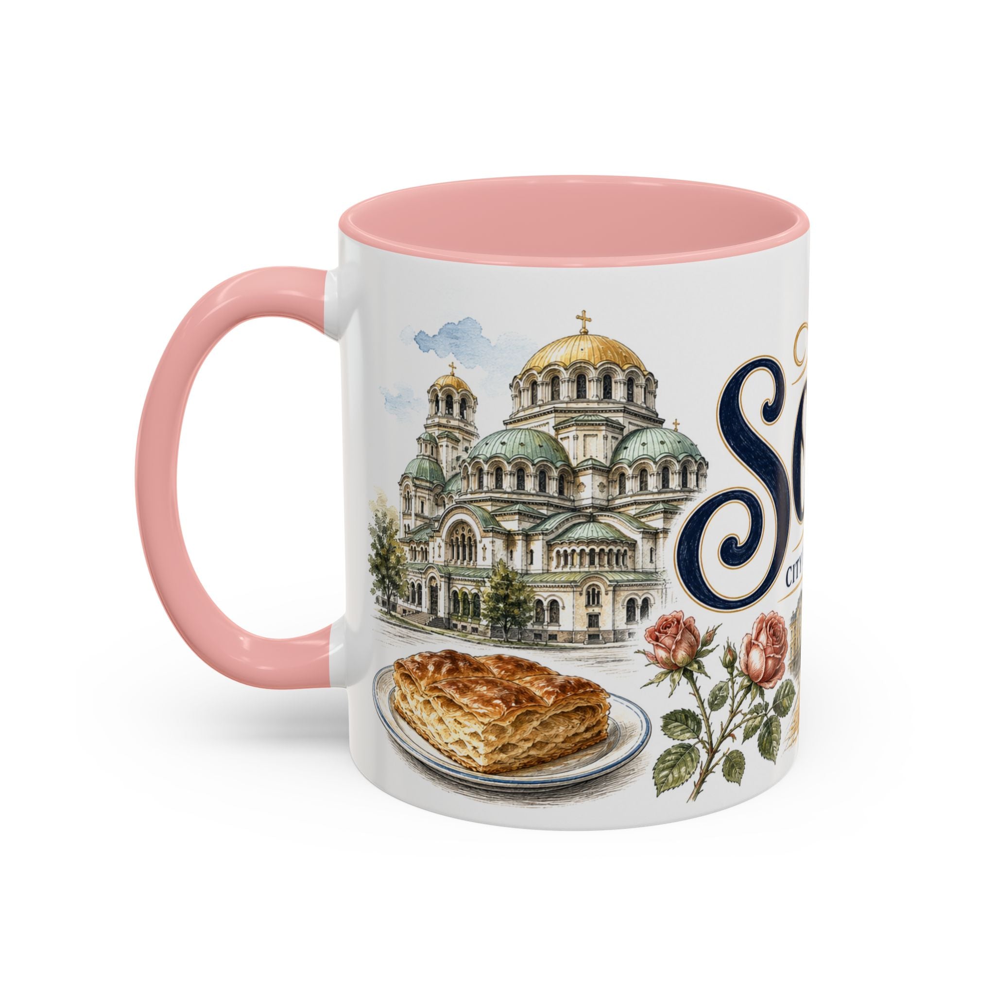 Sofia Coffee Mug | Bulgaria Travel Souvenir | Vintage Illustrated City Gift | 11 oz 15 oz Accent Mug