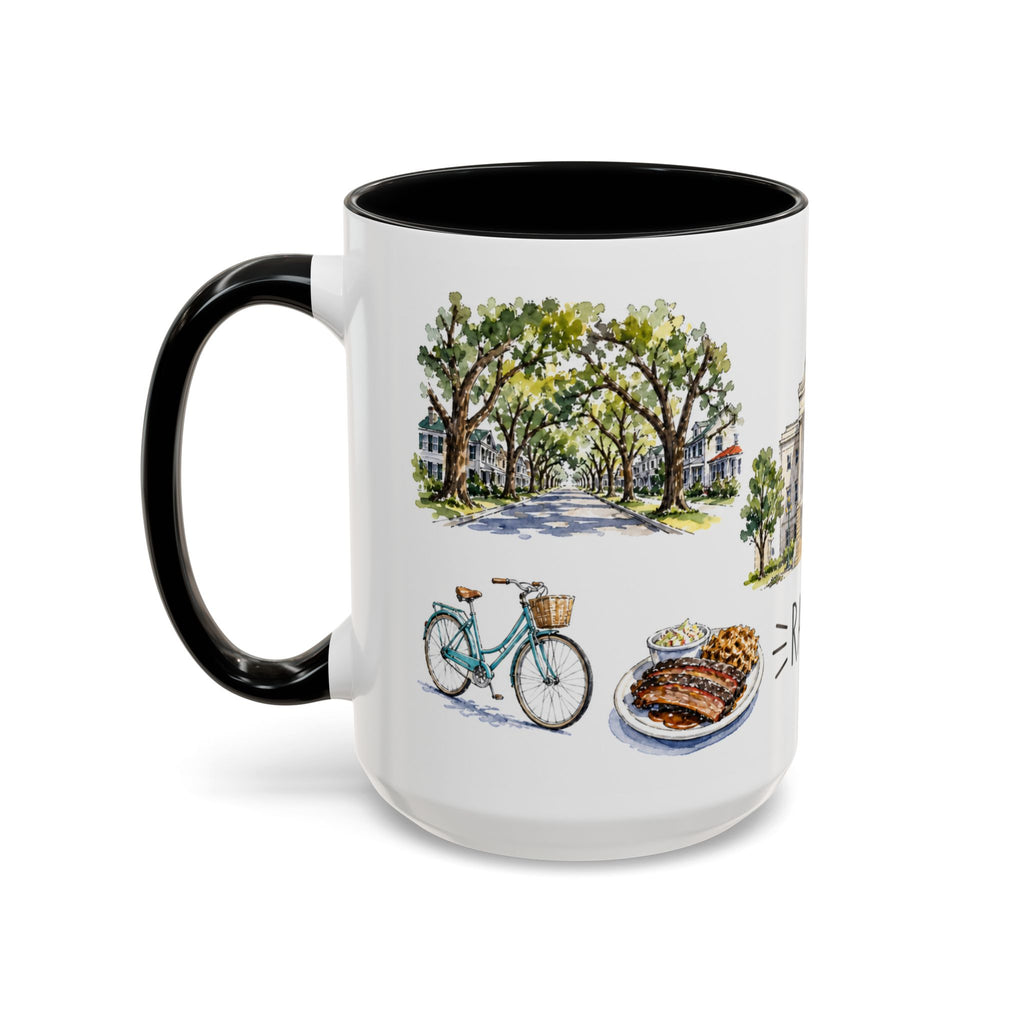 Raleigh Illustrated Travel Mug | City Souvenir Accent Coffee Mug | 11oz 15oz Ceramic Cup