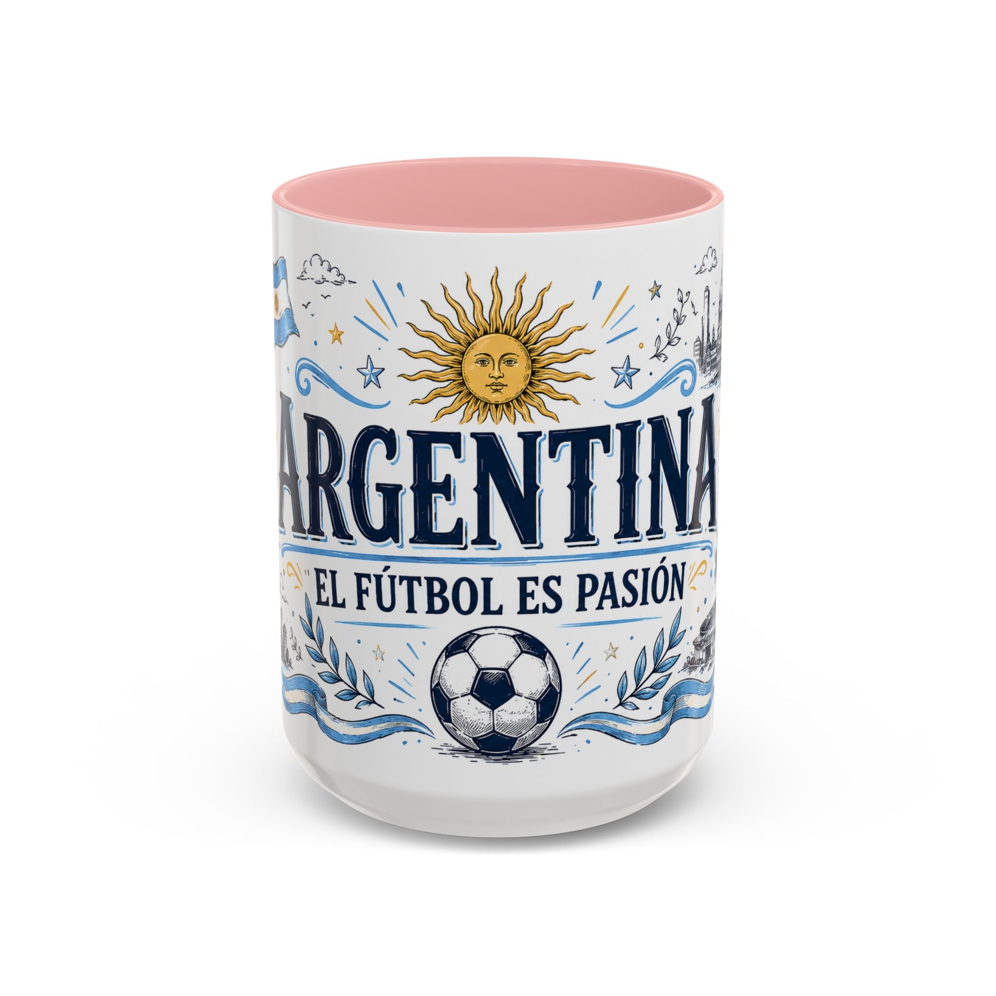 Argentina Soccer Coffee Mug | Soccer Fan Gift | Accent Color Ceramic 11oz 15oz Match Day Cup