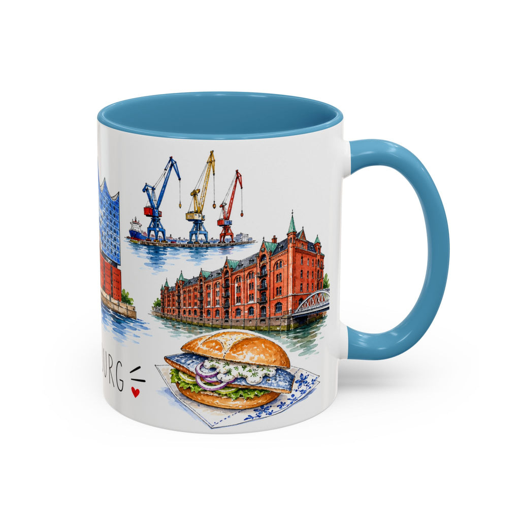 Hamburg Illustrated Travel Mug | City Souvenir Accent Coffee Mug | 11oz 15oz Ceramic Cup