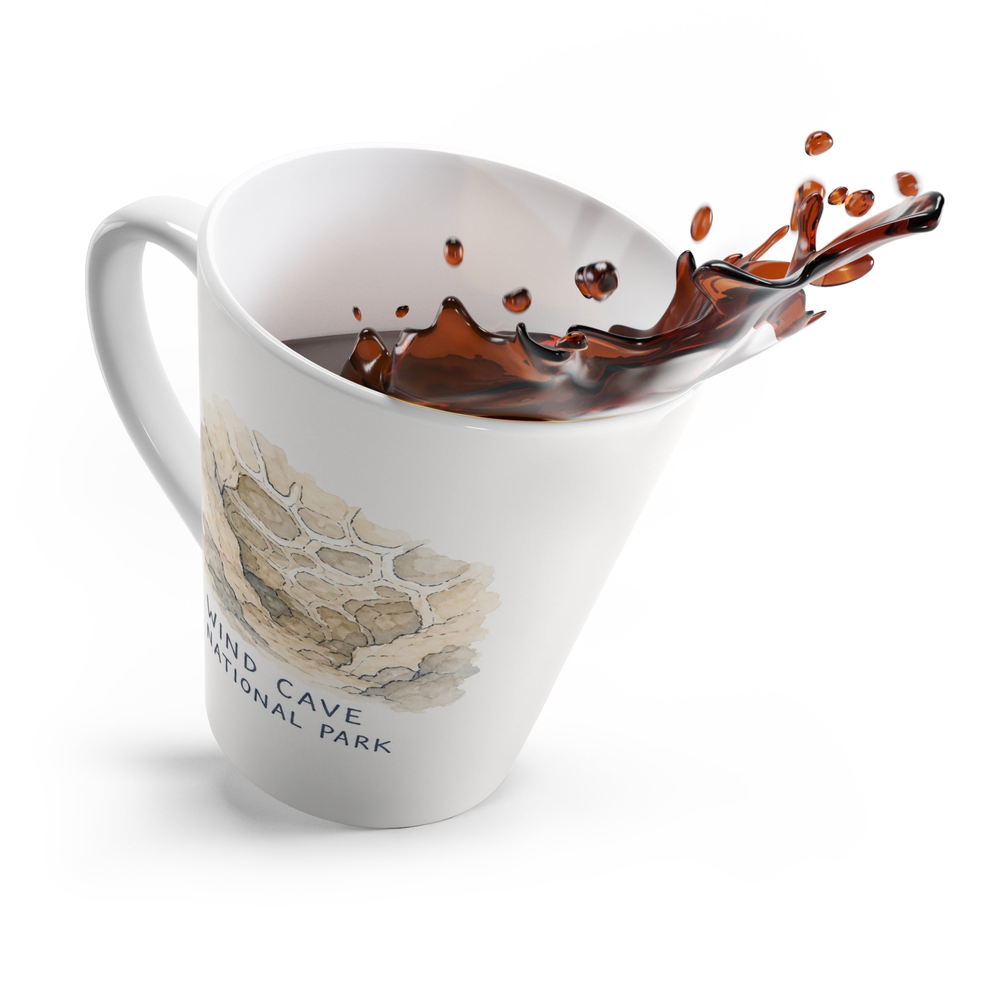 Wind Cave National Park Latte Mug | Pastel Watercolor Nature Coffee Cup | 12 oz Travel Souvenir Gift