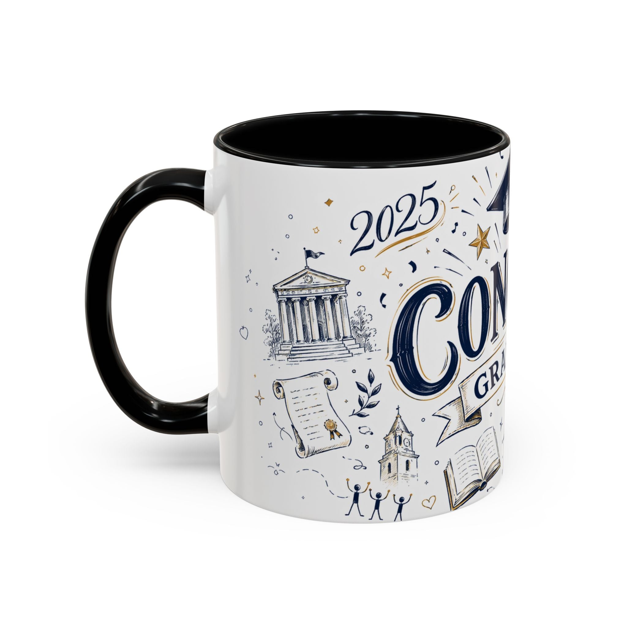 Congrats Graduate Coffee Mug | Class of 2026 Graduation Gift | Accent Color Ceramic 11oz 15oz