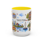 Boston Illustrated Travel Mug | City Souvenir Accent Coffee Mug | 11oz 15oz Ceramic Cup
