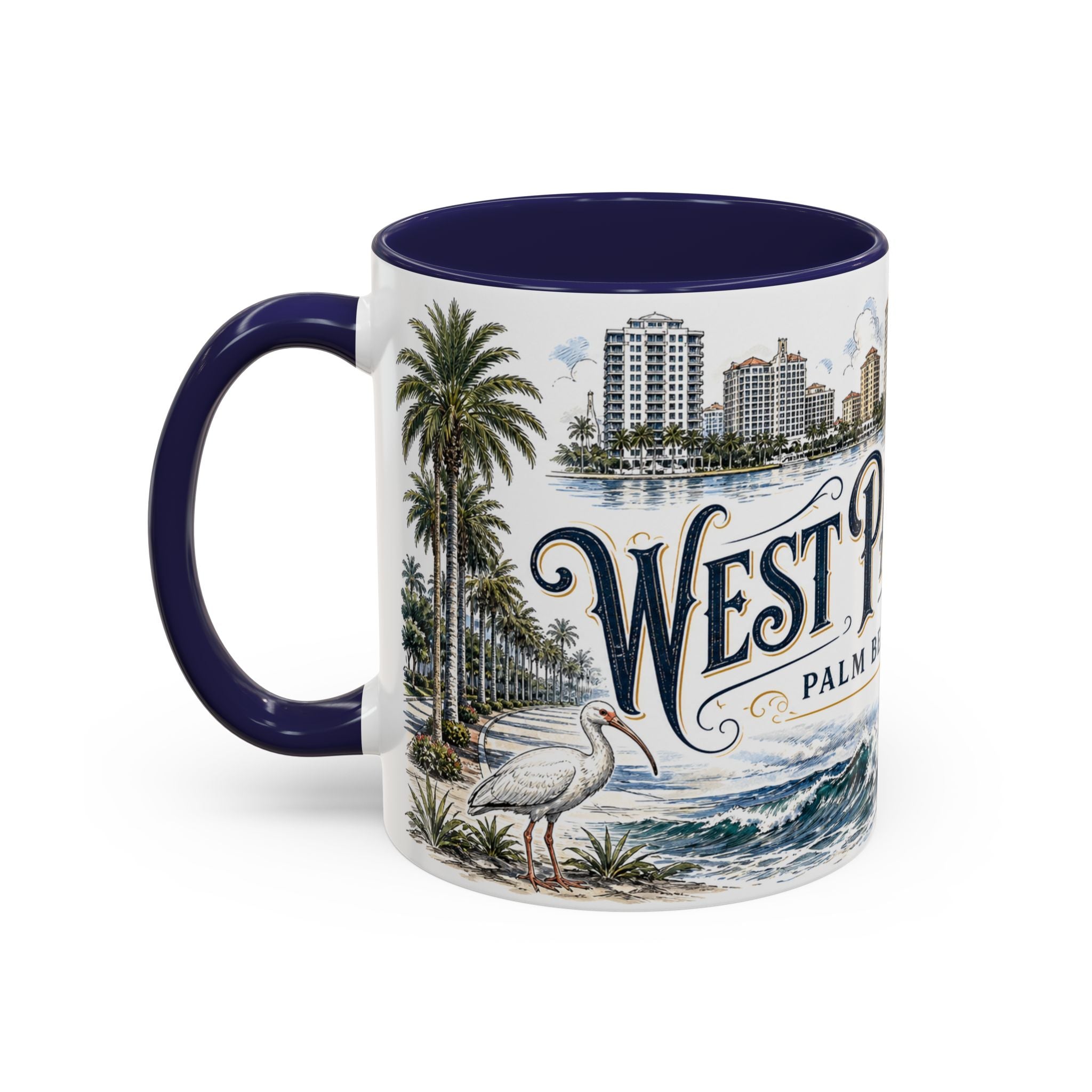 West Palm Beach Coffee Mug | United States Travel Souvenir | Vintage Illustrated City Gift | 11 oz 15 oz Accent Mug