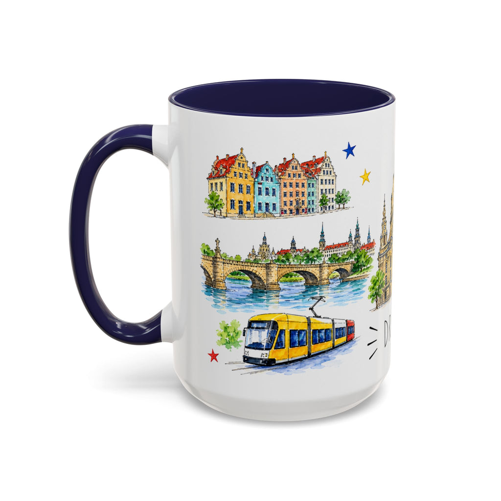 Dresden Illustrated Travel Mug | City Souvenir Accent Coffee Mug | 11oz 15oz Ceramic Cup
