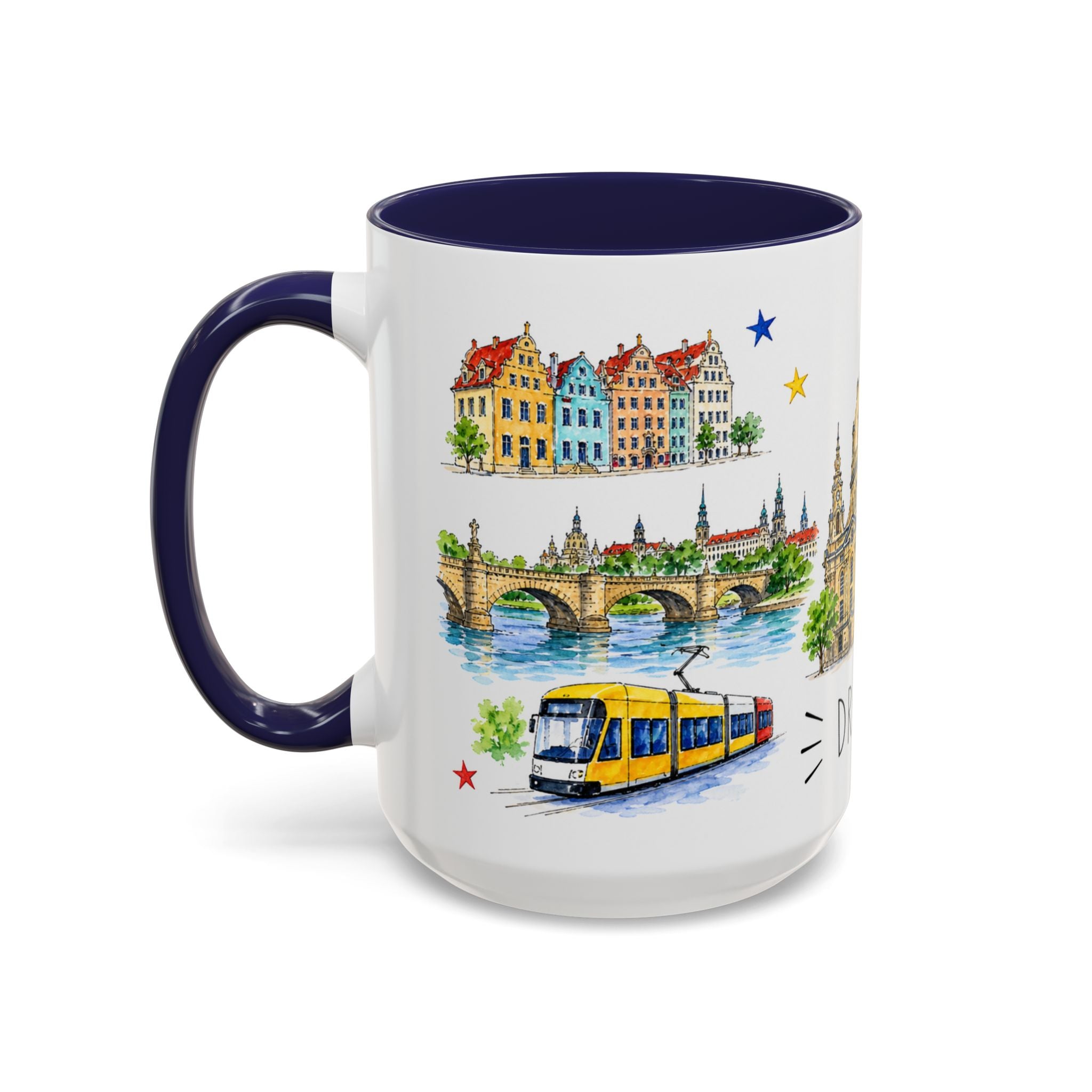 Dresden Illustrated Travel Mug | City Souvenir Accent Coffee Mug | 11oz 15oz Ceramic Cup