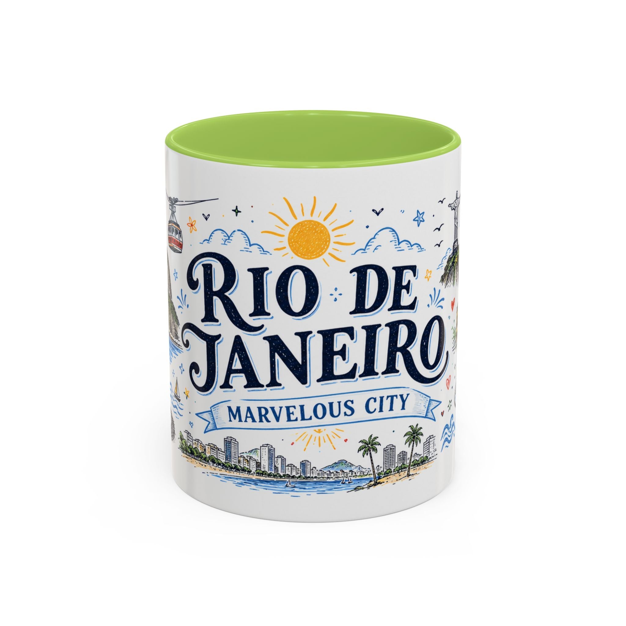 Rio de Janeiro Coffee Mug | Brazil Souvenir Travel Gift | Accent Color Ceramic 11oz 15oz