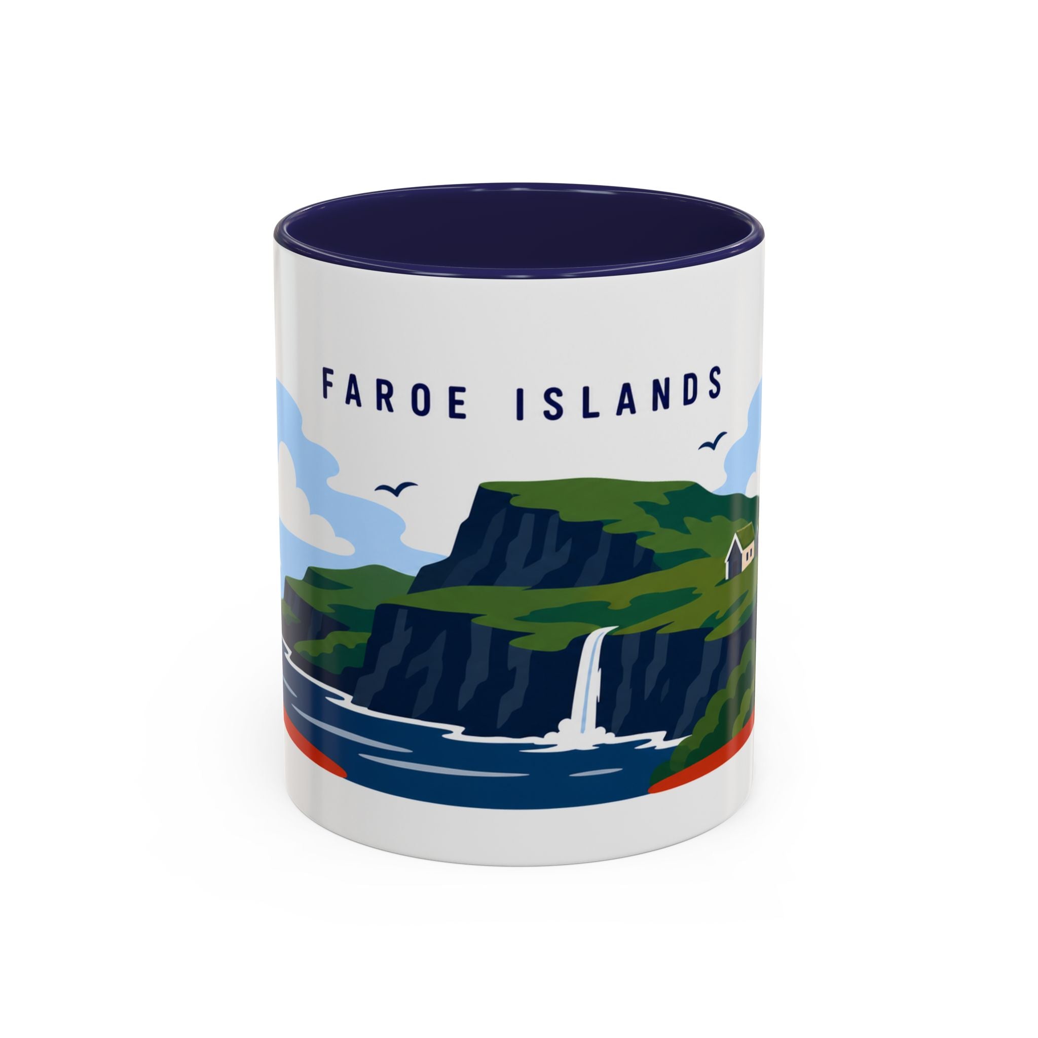 Faroe Islands Coffee Mug | Travel Destination Souvenir Gift | Accent Color Ceramic 11oz 15oz