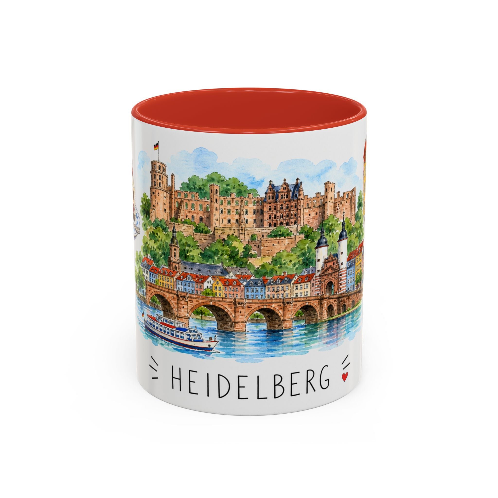 Heidelberg Illustrated Travel Mug | City Souvenir Accent Coffee Mug | 11oz 15oz Ceramic Cup