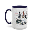 Chicago Coffee Mug | Illinois Souvenir City Gift | Accent Color Ceramic 11oz 15oz