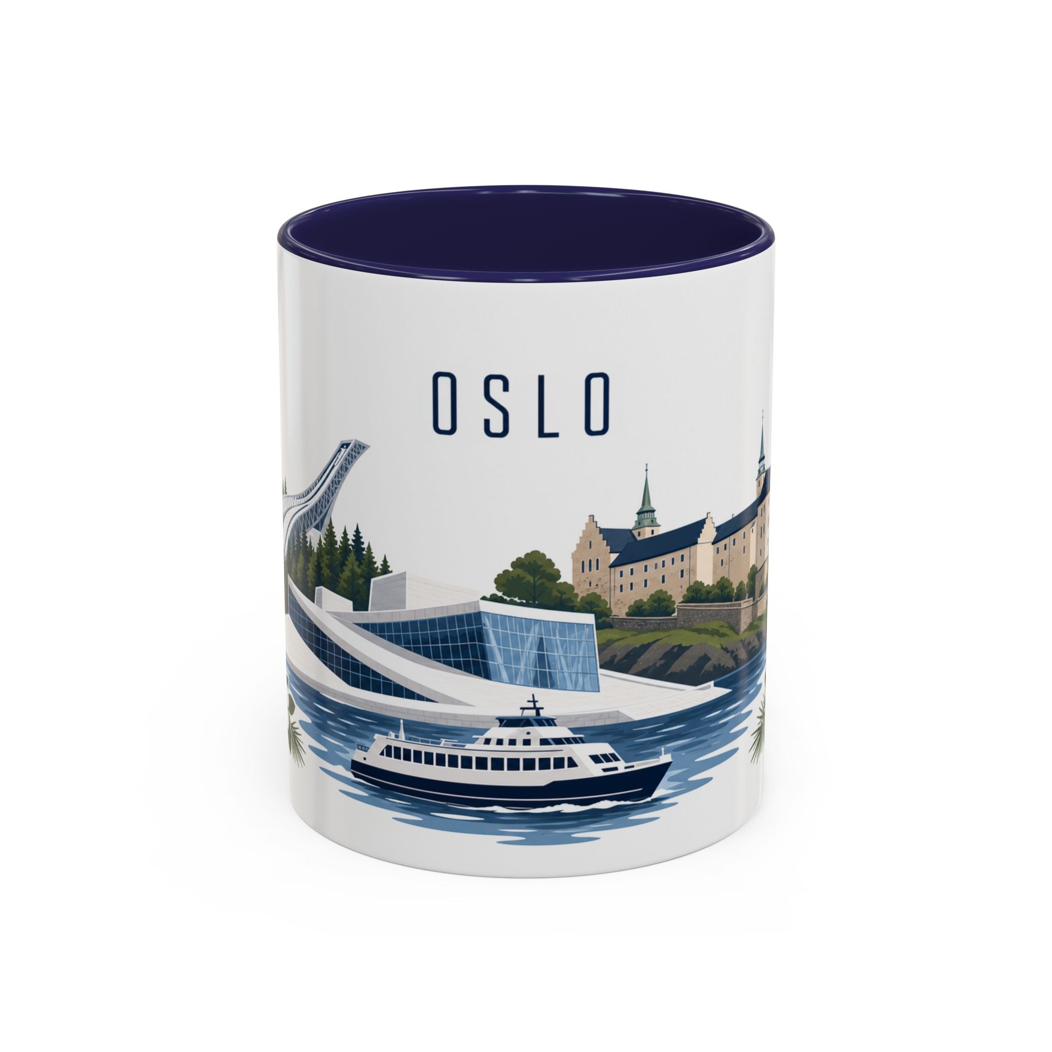 Oslo Coffee Mug | Norway Travel Souvenir | Porcelain Decal City Gift | 11oz 15oz Accent Mug