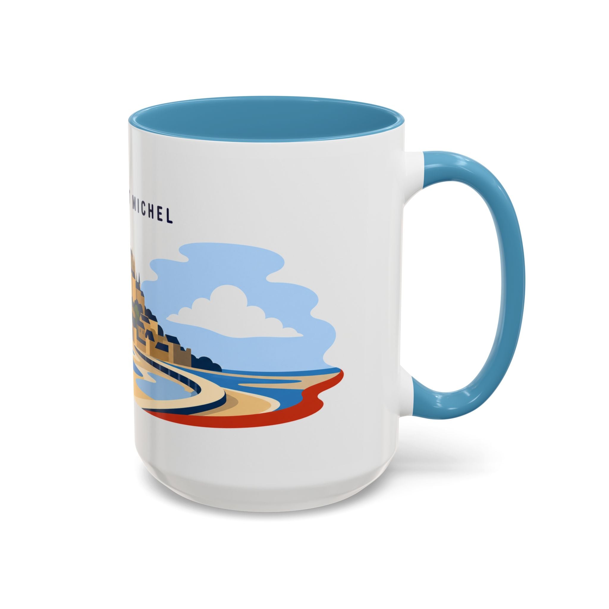 Mont Saint Michel Coffee Mug | Travel Destination Souvenir Gift | Accent Color Ceramic 11oz 15oz