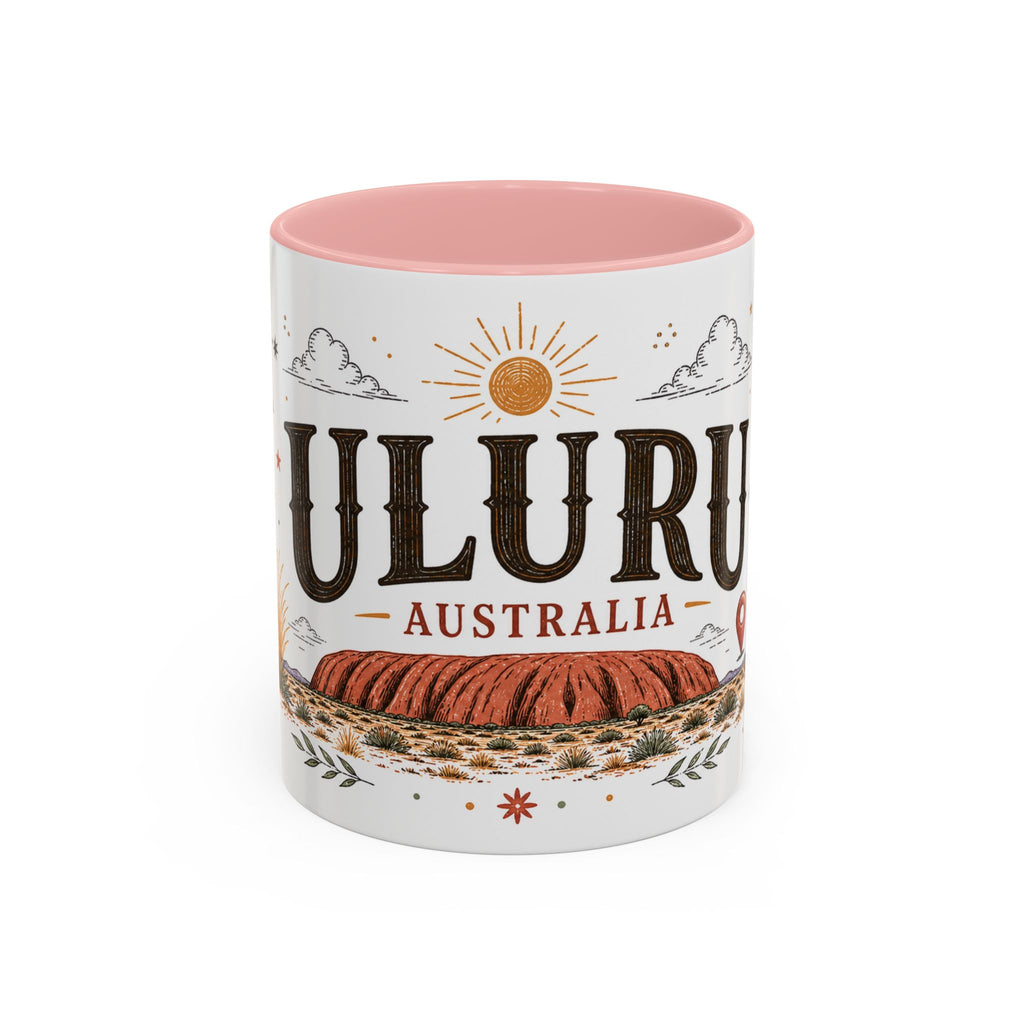 Uluru Coffee Mug | Travel Destination Souvenir Gift | Accent Color Ceramic 11oz 15oz
