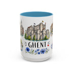 Ghent Illustrated Travel Mug | City Souvenir Accent Coffee Mug | 11oz 15oz Ceramic Cup
