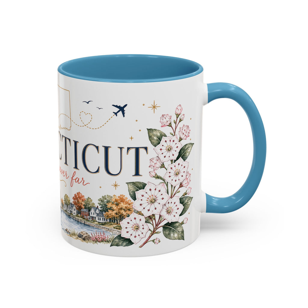 Connecticut State Map Mug | Botanical Accent Coffee Cup (11oz 15oz)
