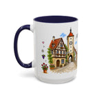 Rothenburg Illustrated Travel Mug | Germany Souvenir Accent Coffee Mug | 11oz 15oz Ceramic Cup