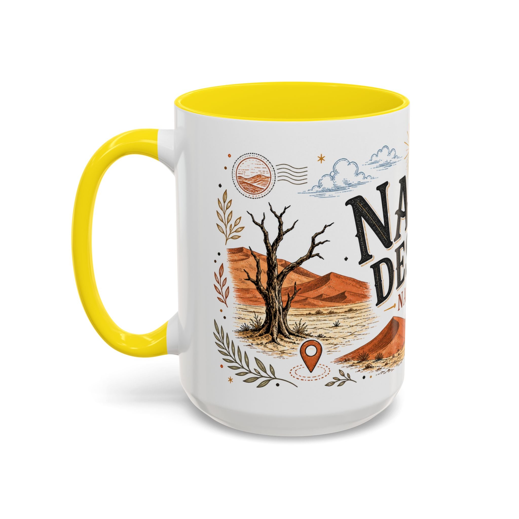 Namib Desert Coffee Mug | Travel Destination Souvenir Gift | Accent Color Ceramic 11oz 15oz