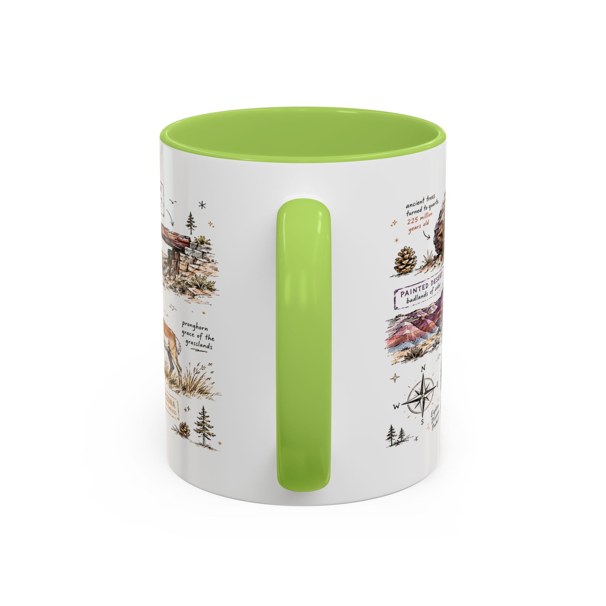 Petrified Forest National Park Coffee Mug | Arizona Painted Desert Fossil Gift | Accent Color Ceramic 11oz 15oz