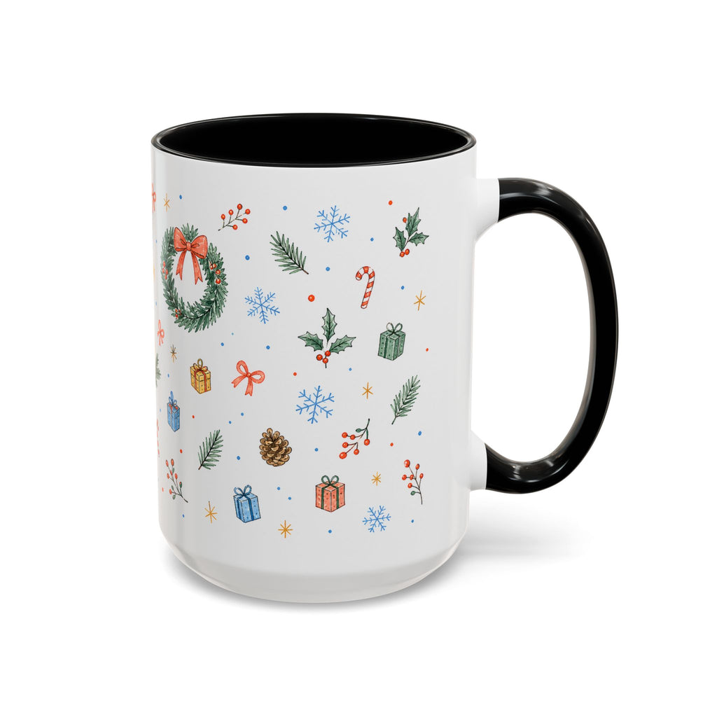 Christmas Candle Mug | Holly Wreath Watercolor Holiday Gift | Accent Cup 11oz 15oz