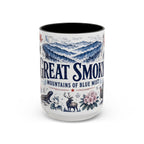 Great Smoky Mountains Coffee Mug | National Park Hiking Gift | Accent Color Ceramic 11oz 15oz
