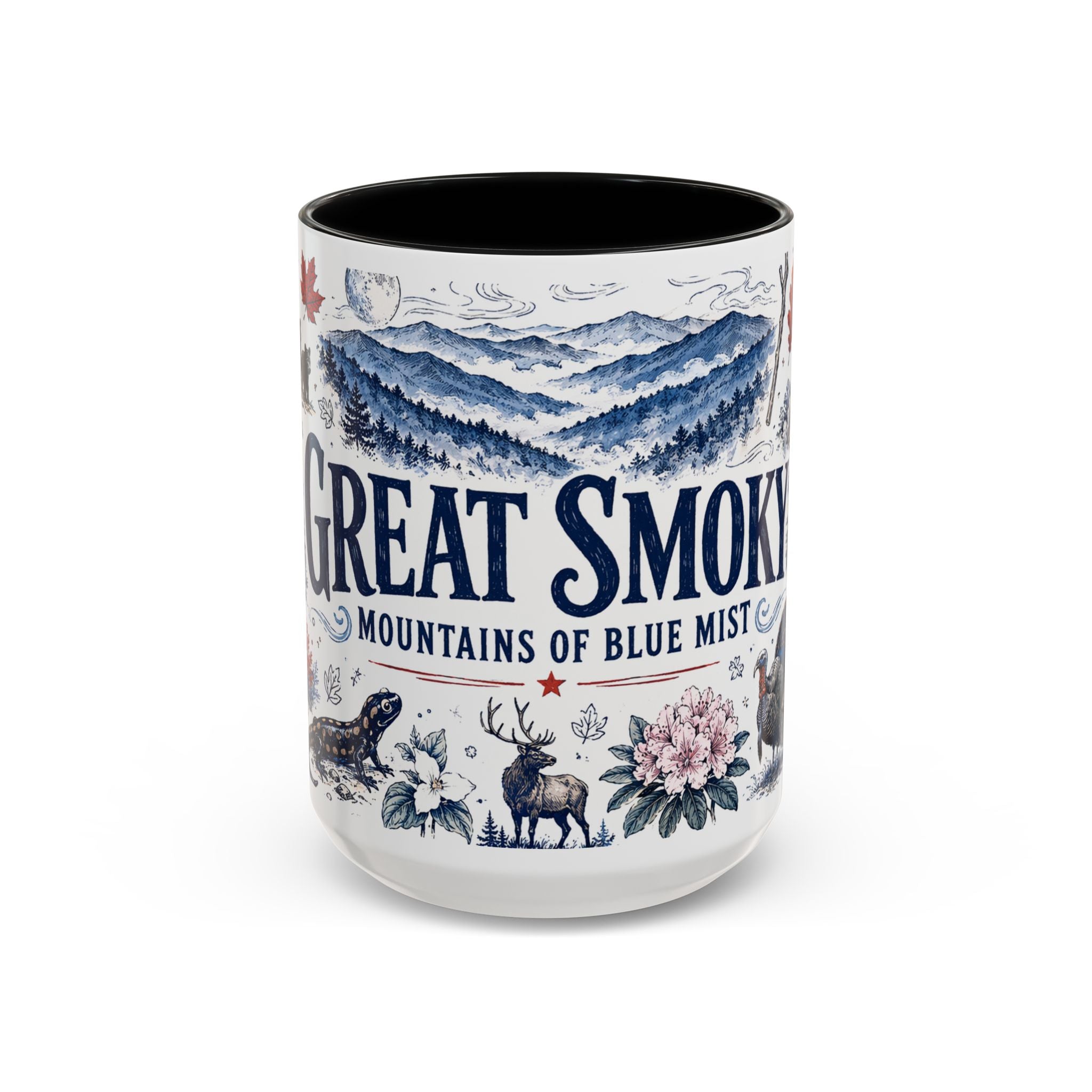 Great Smoky Mountains Coffee Mug | National Park Hiking Gift | Accent Color Ceramic 11oz 15oz