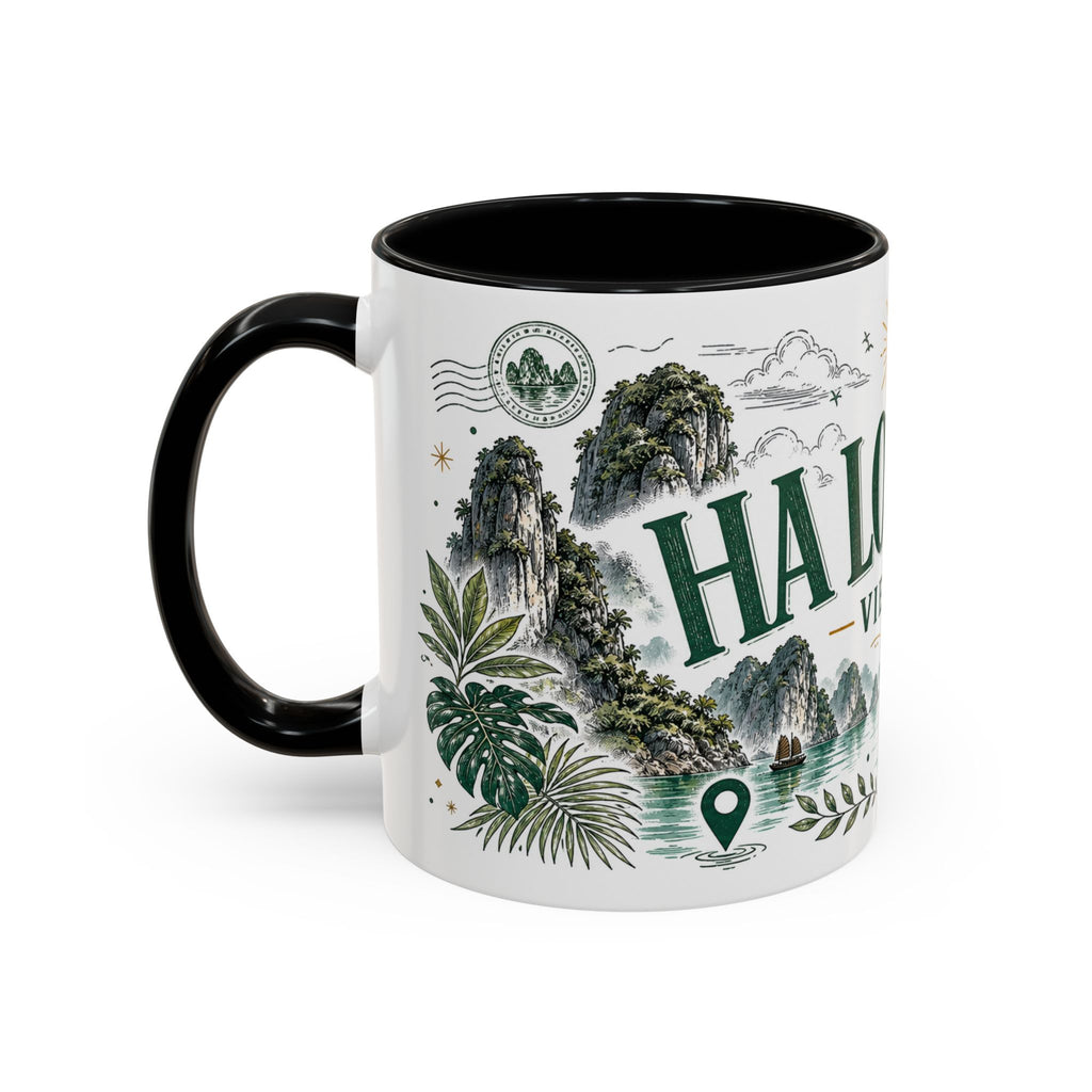 Ha Long Bay Coffee Mug | Travel Destination Souvenir Gift | Accent Color Ceramic 11oz 15oz