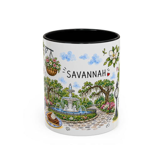 Savannah Illustrated Travel Mug | City Souvenir Accent Coffee Mug | 11oz 15oz Ceramic Cup