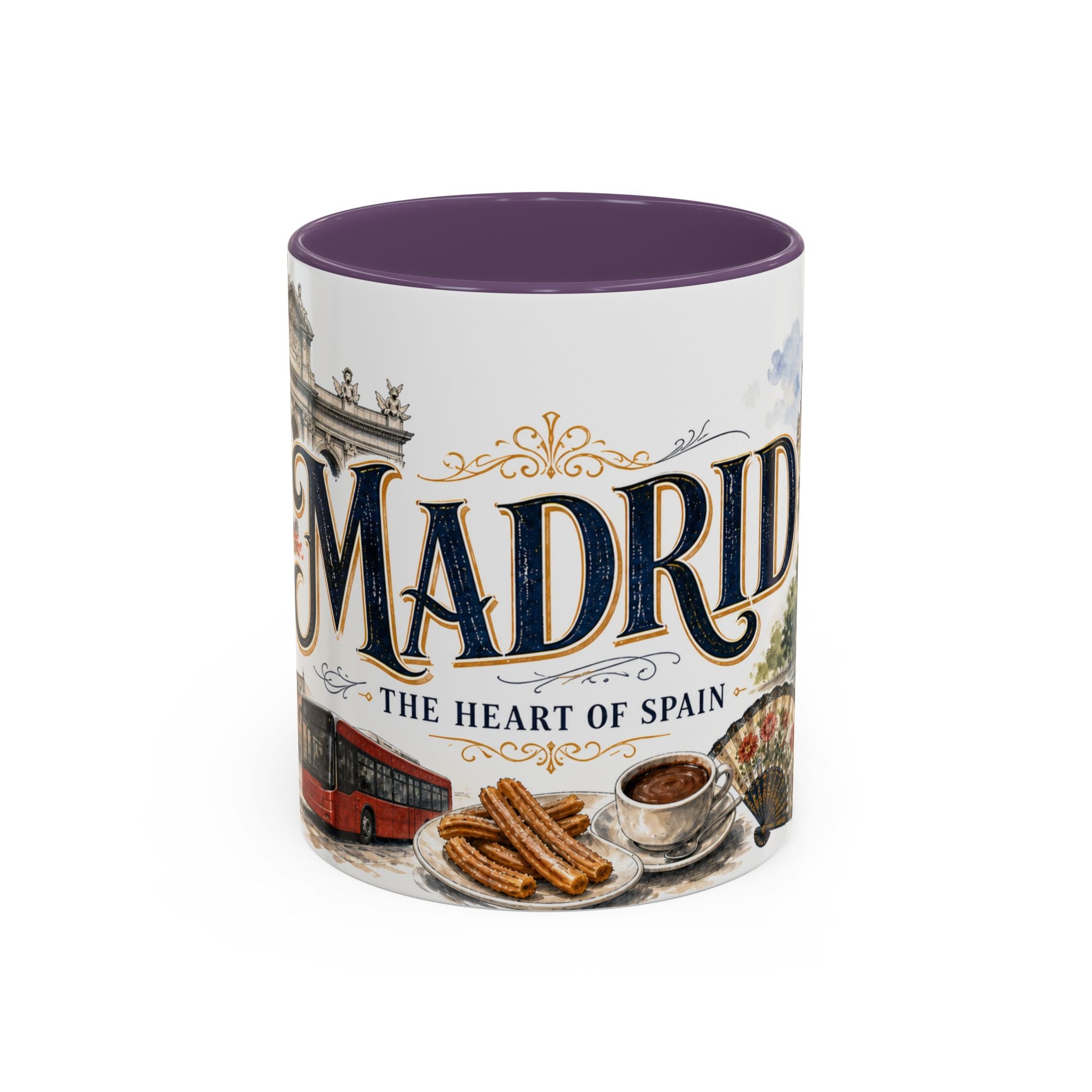 Madrid Coffee Mug | Spain Travel Souvenir | Vintage Illustrated City Gift | 11 oz 15 oz Accent Mug