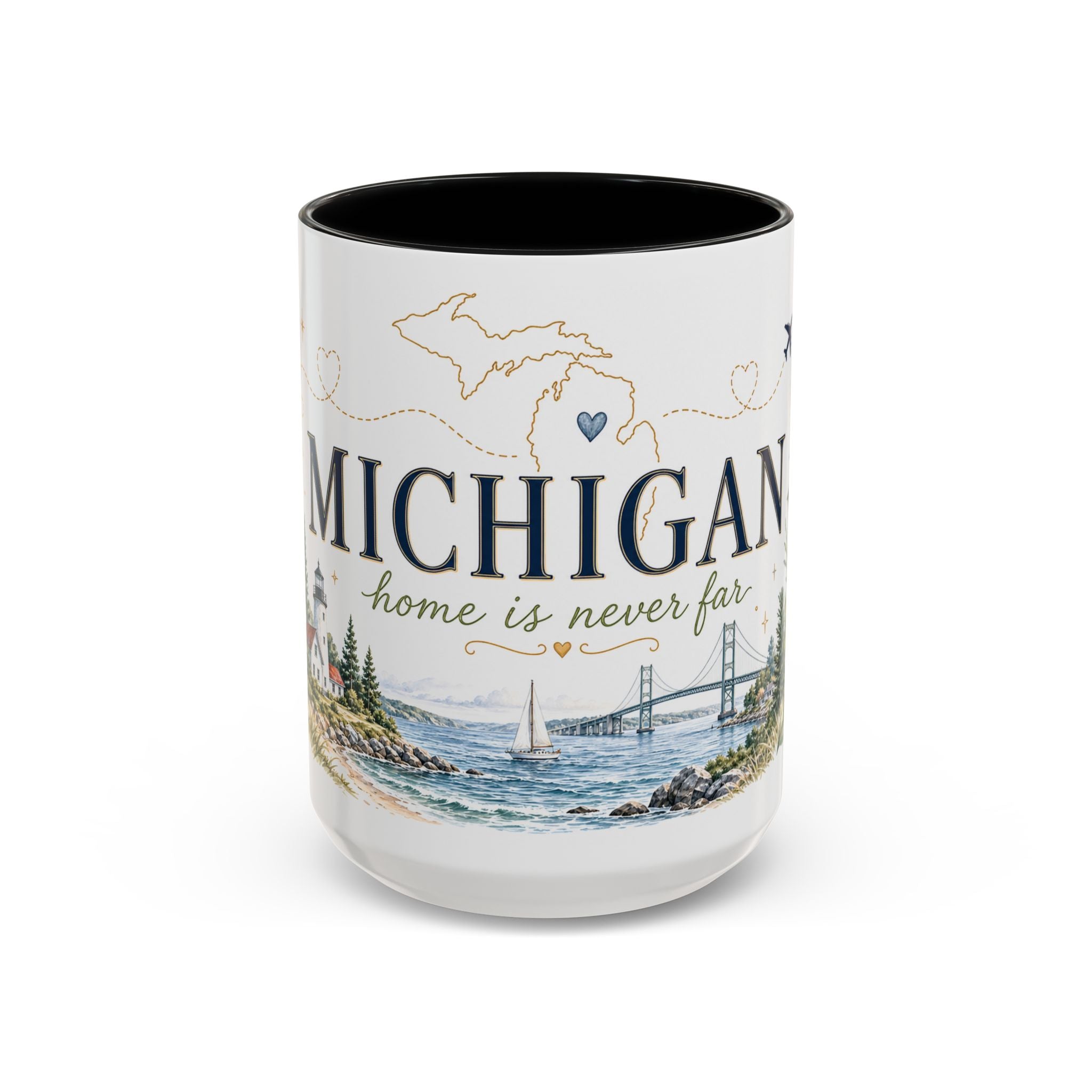Michigan State Map Mug | Botanical Accents, Lakes Art | Homesick Gift