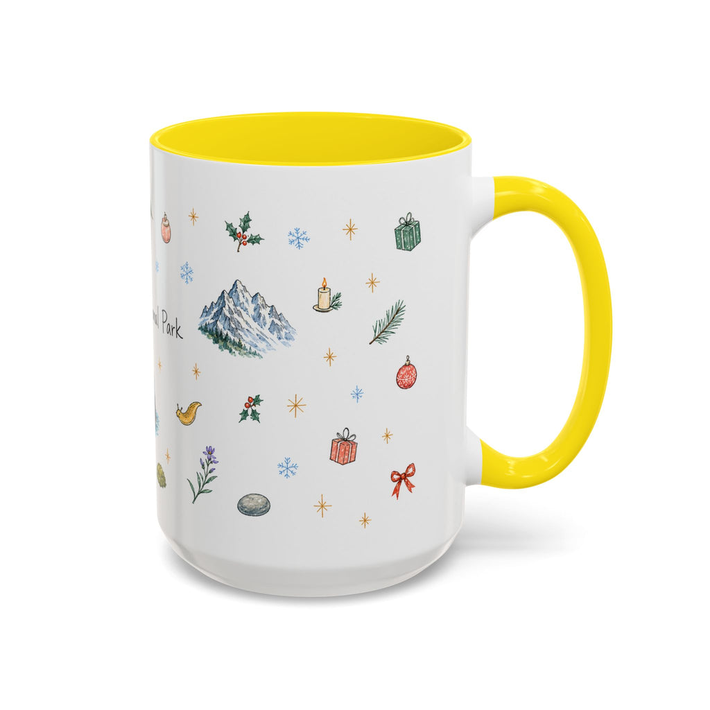 Olympic National Park Christmas Mug | Watercolor Travel Souvenir | Holiday Gift | Accent Ceramic Coffee Cup 11oz 15oz