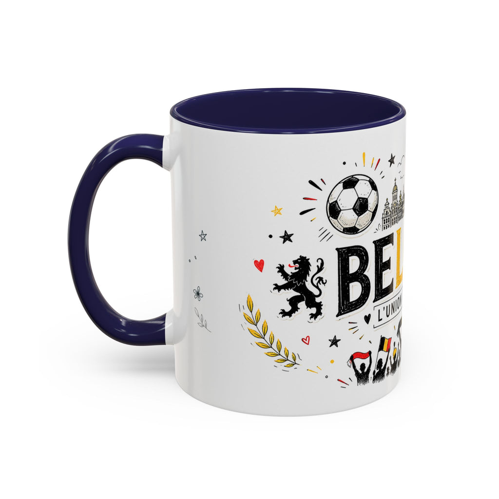 Belgium Soccer Coffee Mug | Soccer Fan Gift | Accent Color Ceramic 11oz 15oz Match Day Cup