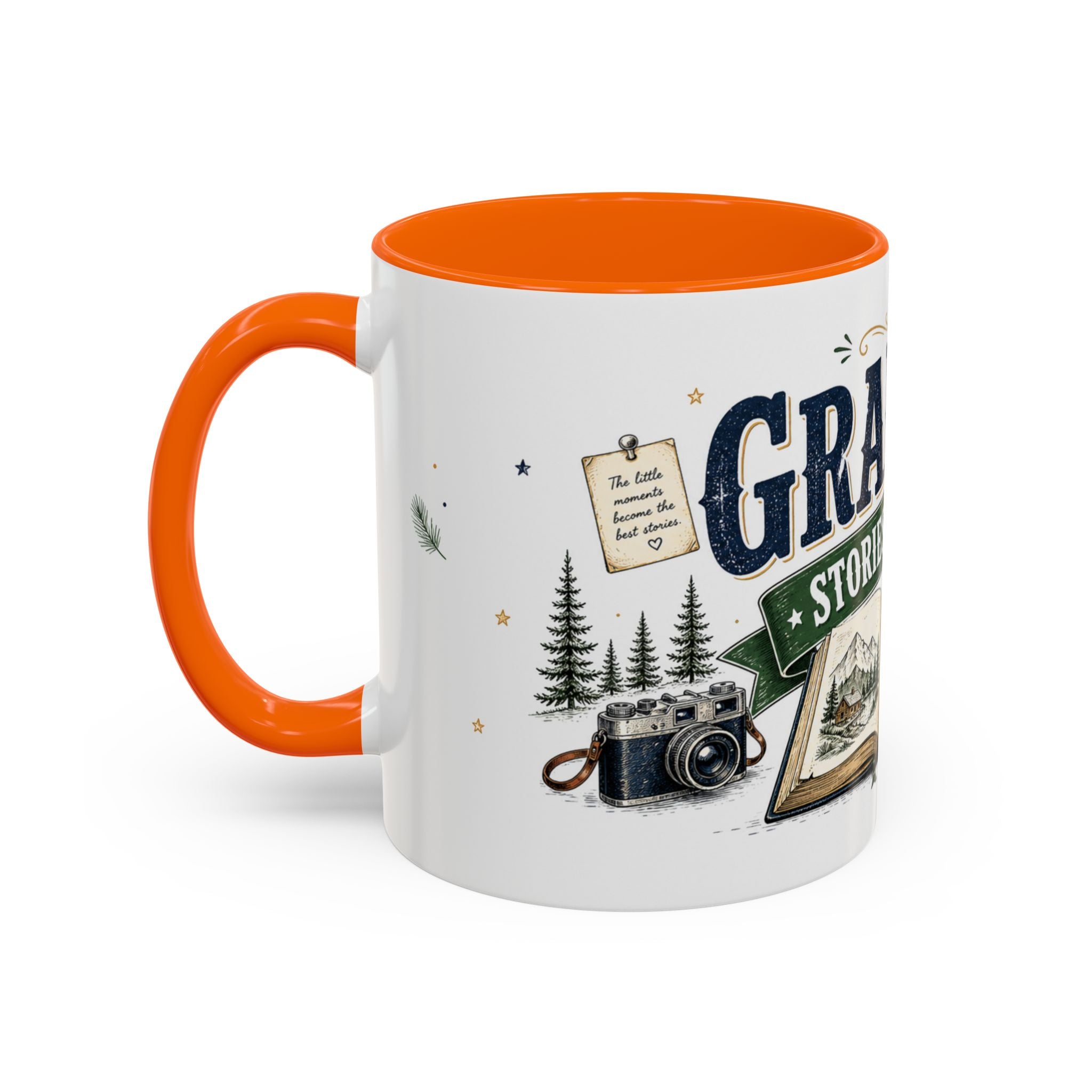 Grandpa's Stories Are The Best Coffee Mug | Gift From Grandkids | Accent Color Ceramic 11oz 15oz