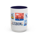 Lisbon Coffee Mug | Postage Stamp Collage Mug | Travel Souvenir Accent Cup 11oz 15oz