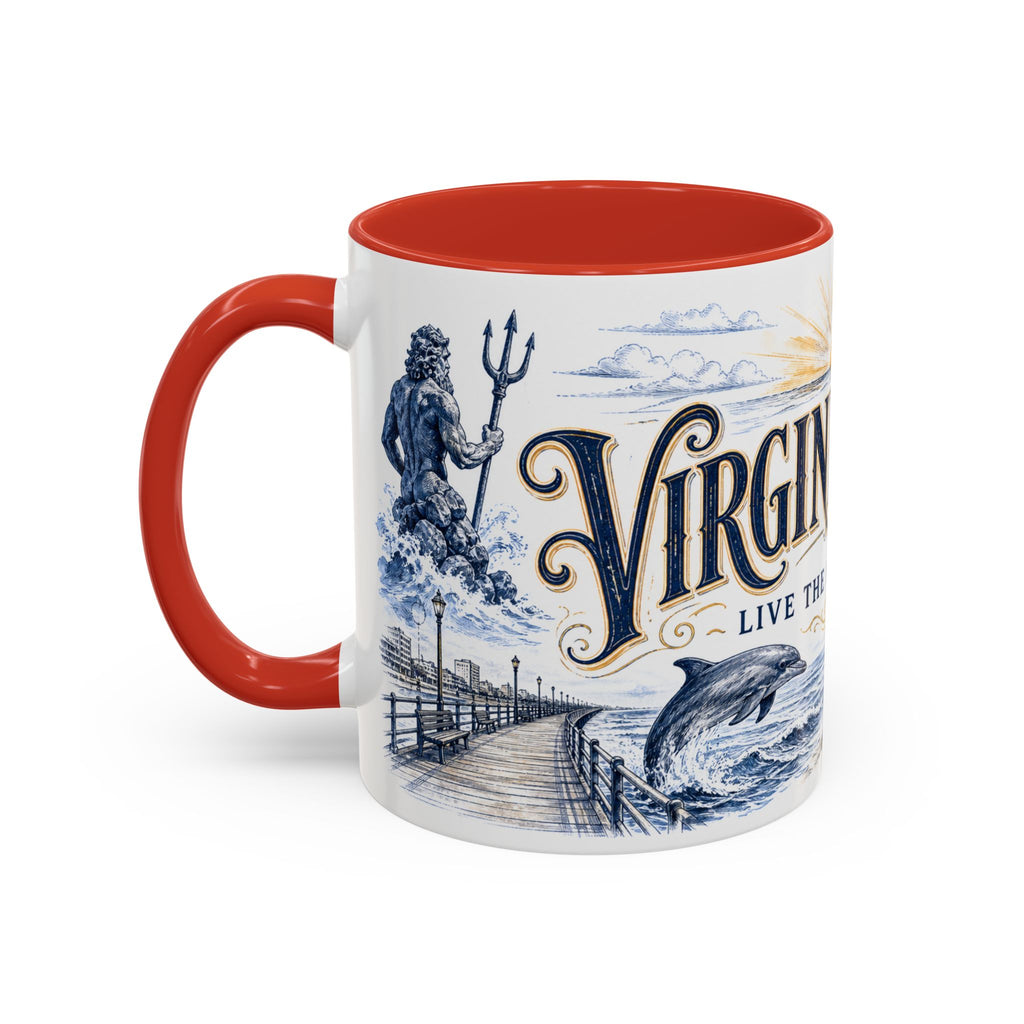 Virginia Beach Coffee Mug | United States Travel Souvenir | Vintage Illustrated City Gift | 11 oz 15 oz Accent Mug