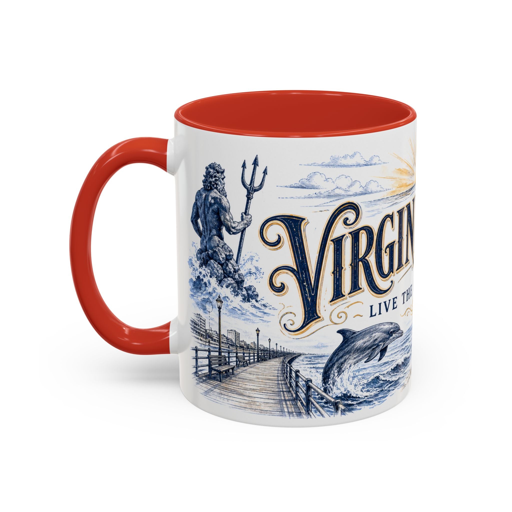 Virginia Beach Coffee Mug | United States Travel Souvenir | Vintage Illustrated City Gift | 11 oz 15 oz Accent Mug