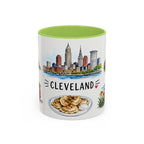 Cleveland Illustrated Travel Mug | City Souvenir Accent Coffee Mug | 11oz 15oz Ceramic Cup