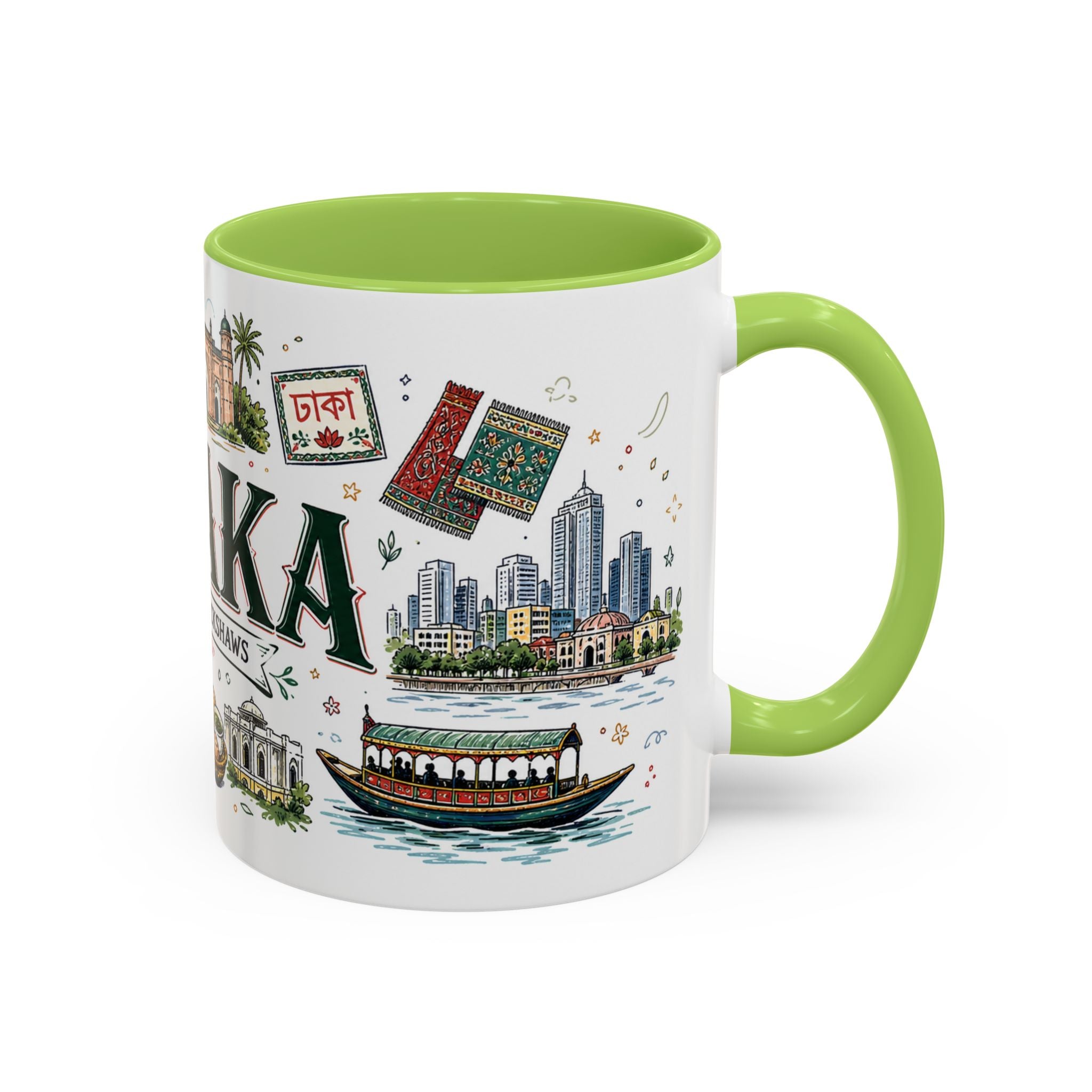 Dhaka Coffee Mug | Bangladesh Souvenir Travel Gift | Accent Color Ceramic 11oz 15oz