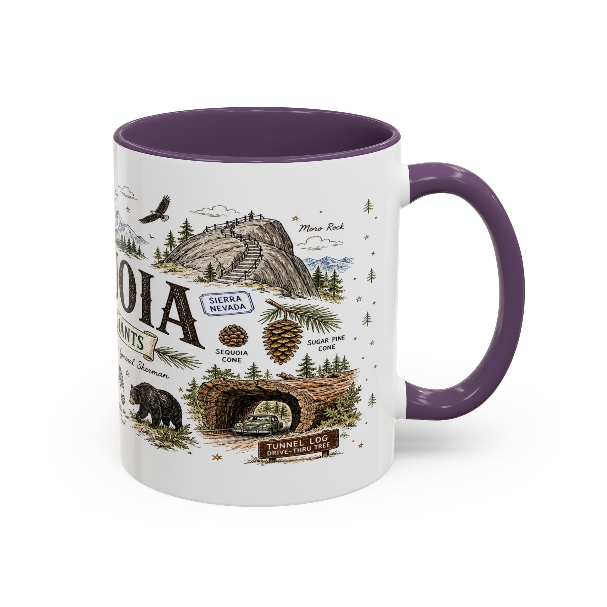 Sequoia Coffee Mug | National Park Hiking California Gift | Accent Color Ceramic 11oz 15oz