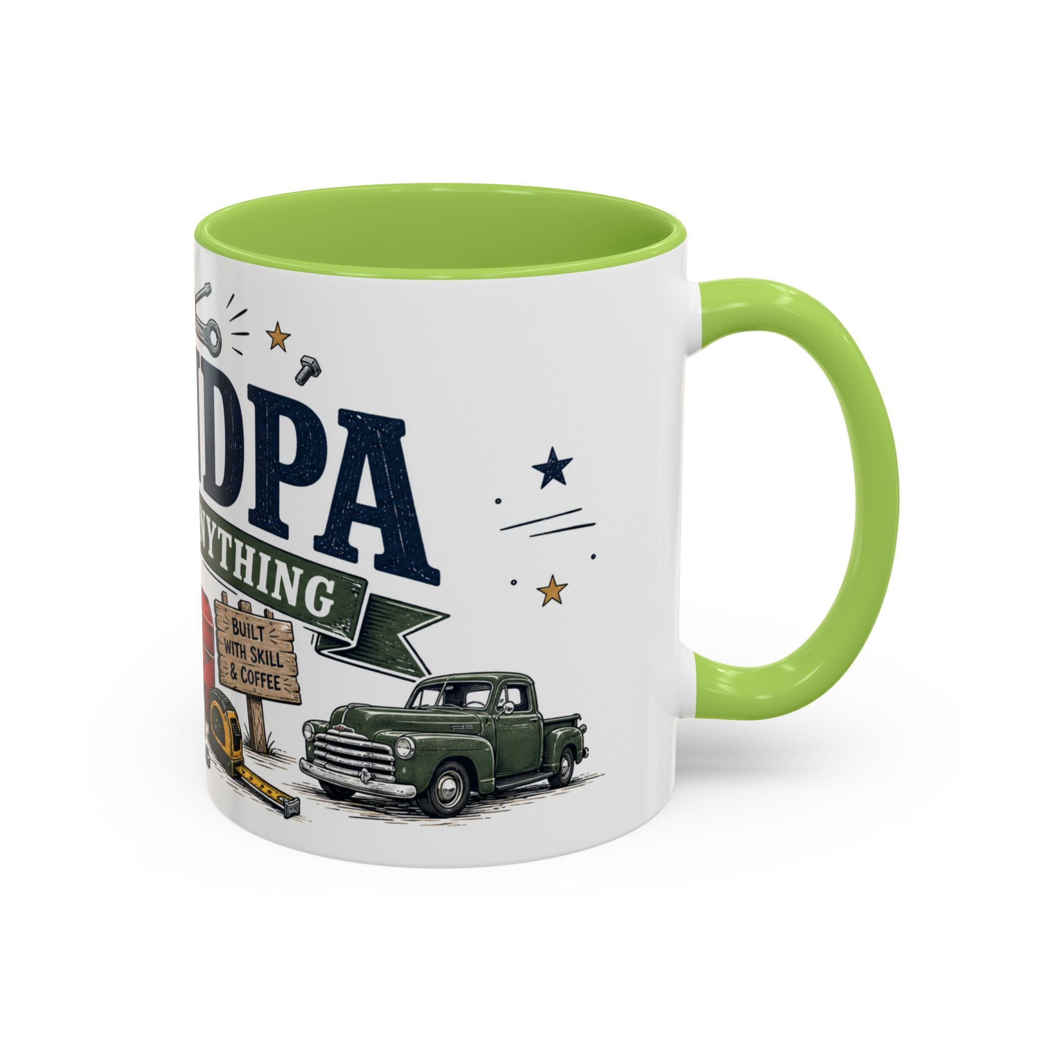 Grandpa Can Fix Anything Coffee Mug | Funny Gift From Grandkids | Accent Ceramic 11oz 15oz