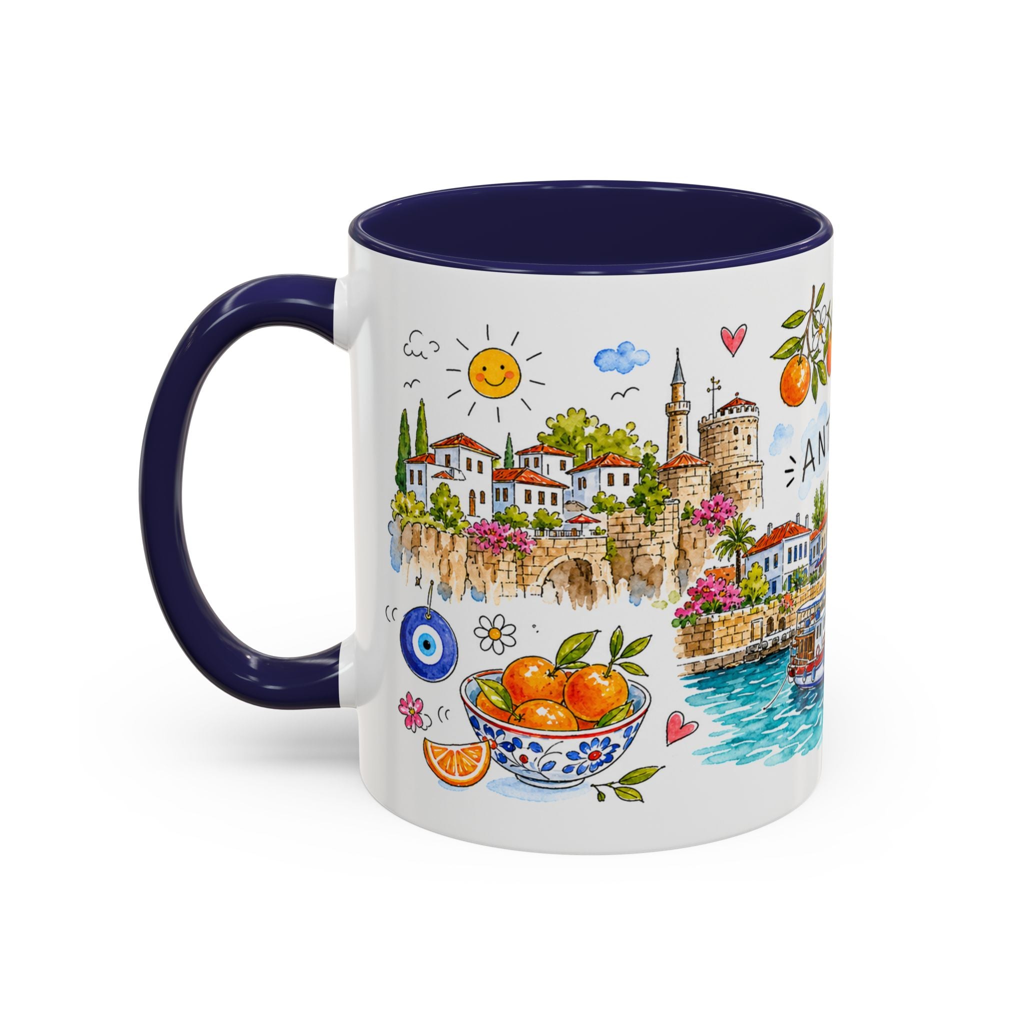 Antalya Travel Mug | European City Souvenir Accent Coffee Mug | 11oz 15oz Ceramic Cup