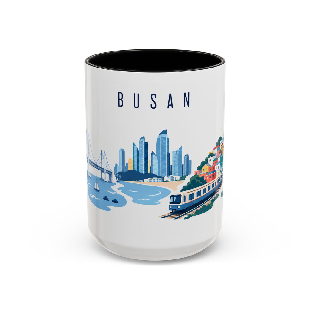 Busan Coffee Mug | South Korea Travel Souvenir | Porcelain Decal City Gift | 11oz 15oz Accent Mug