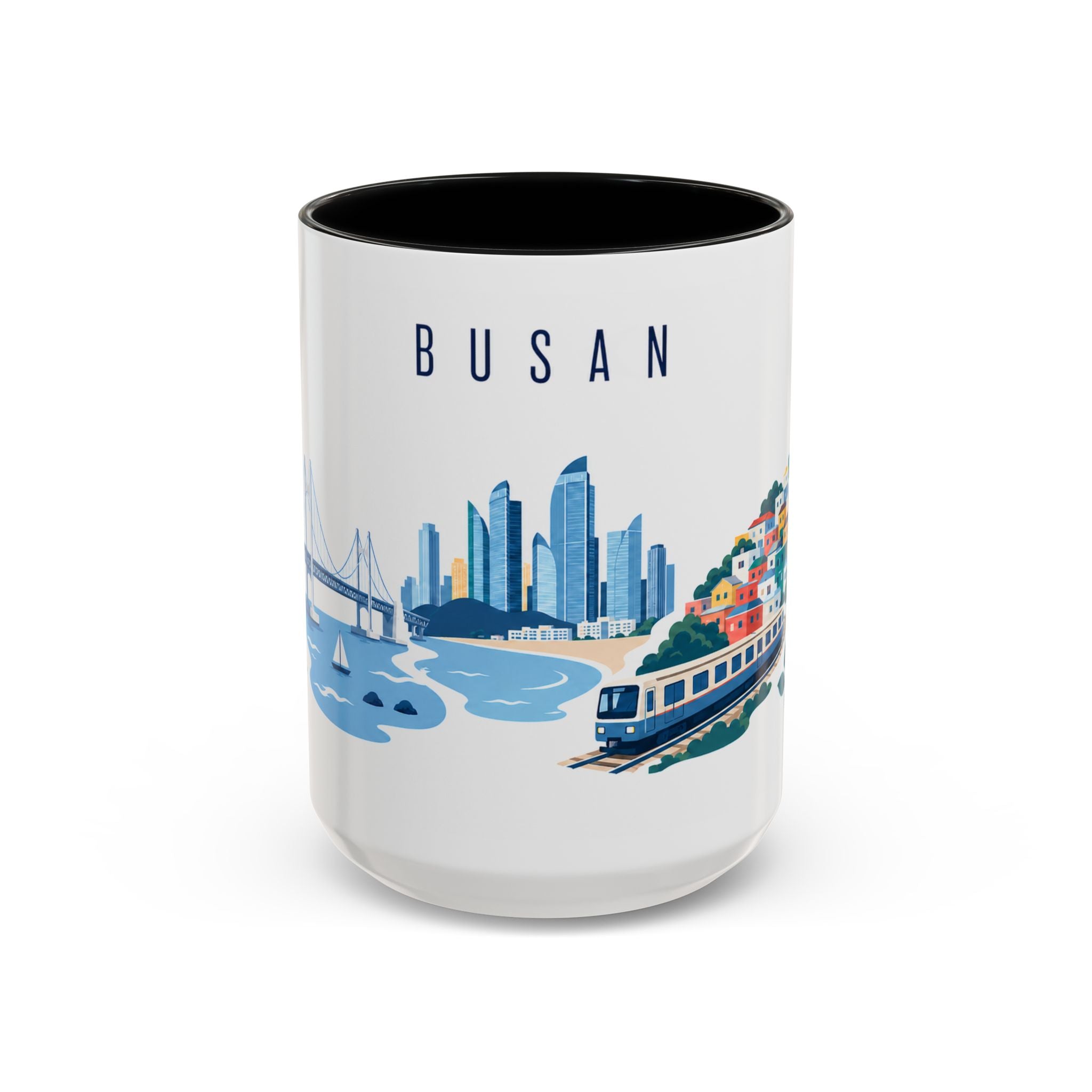 Busan Coffee Mug | South Korea Travel Souvenir | Porcelain Decal City Gift | 11oz 15oz Accent Mug