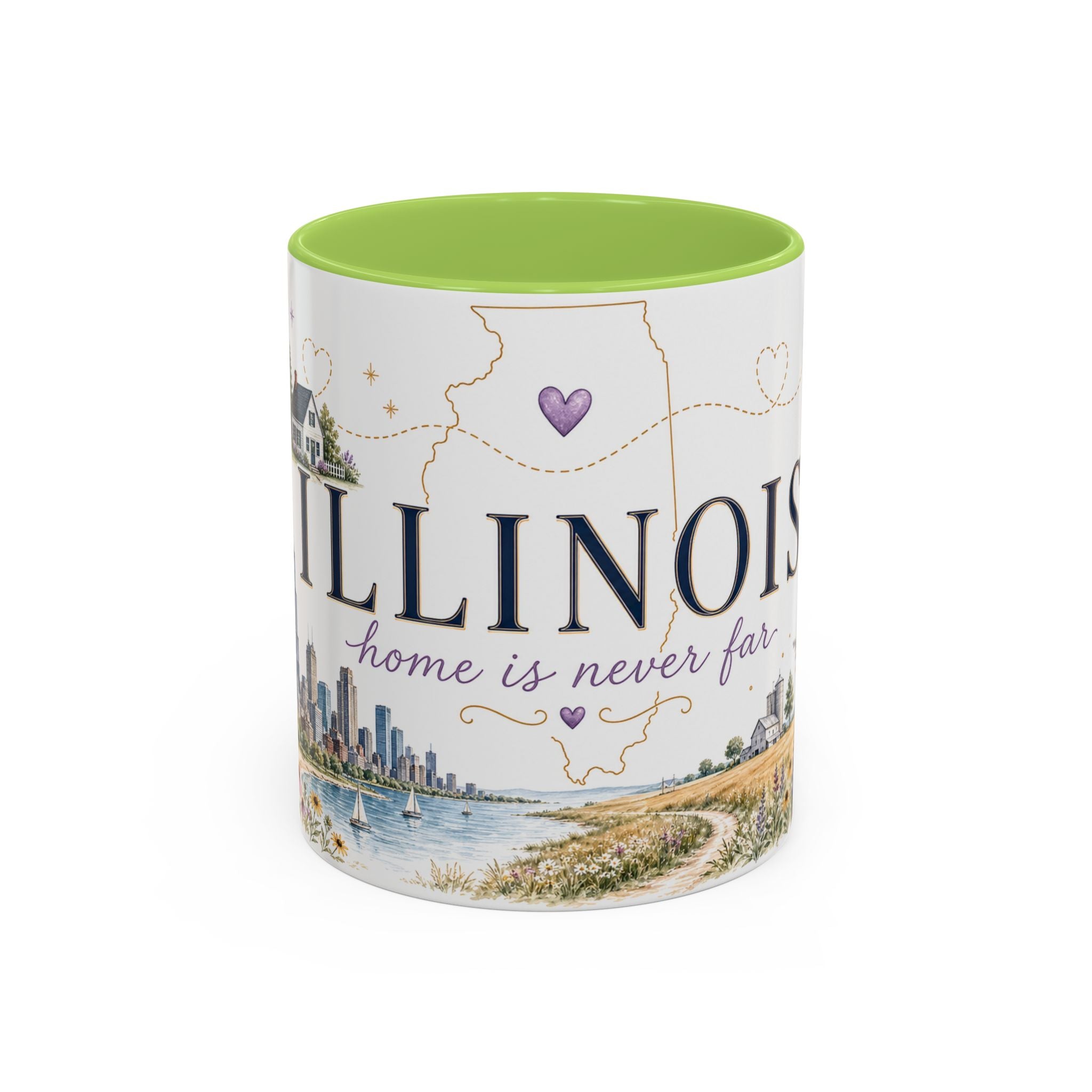 Illinois State Map Mug | Botanical Travel Sketch, Moving Away Gift (11oz 15oz)