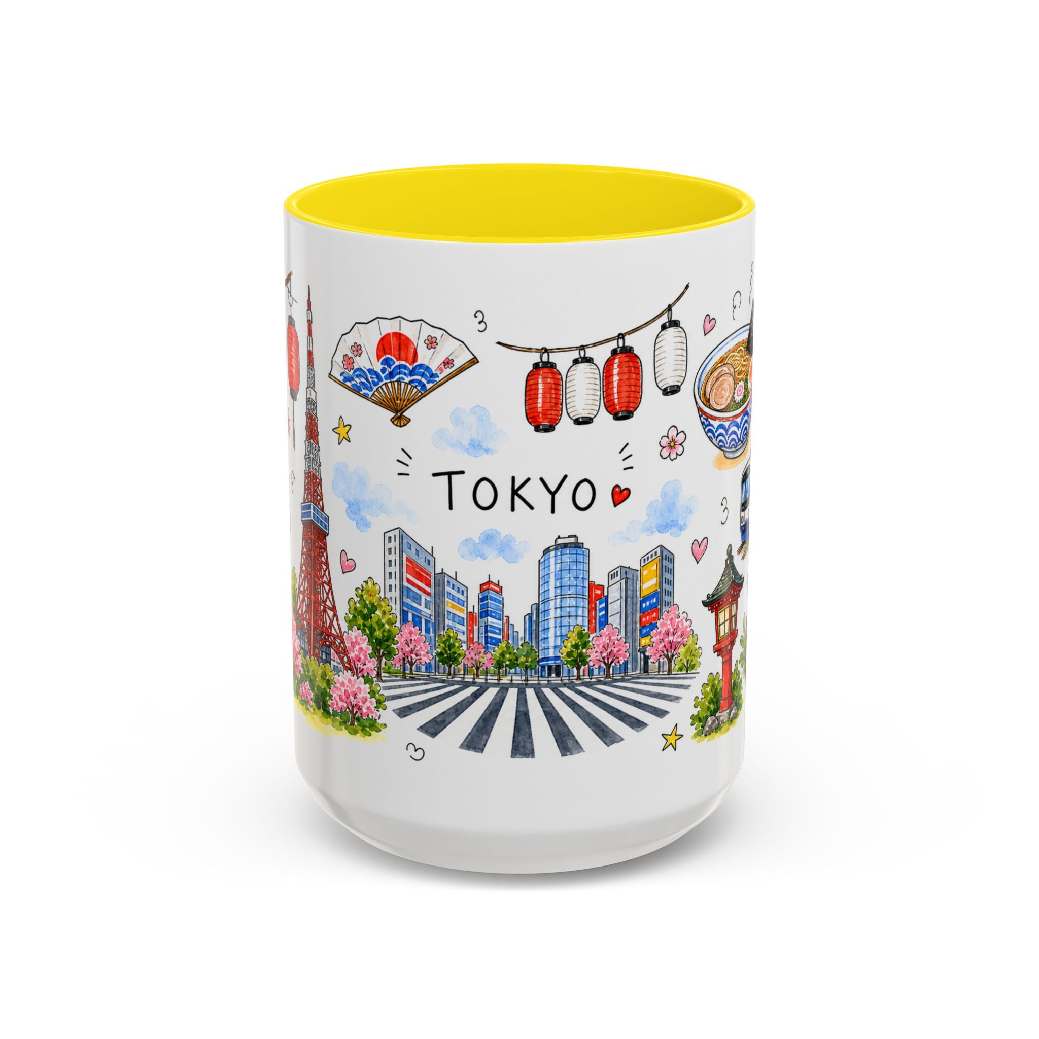 Tokyo Illustrated Travel Mug | City Souvenir Accent Coffee Mug | 11oz 15oz Ceramic Cup