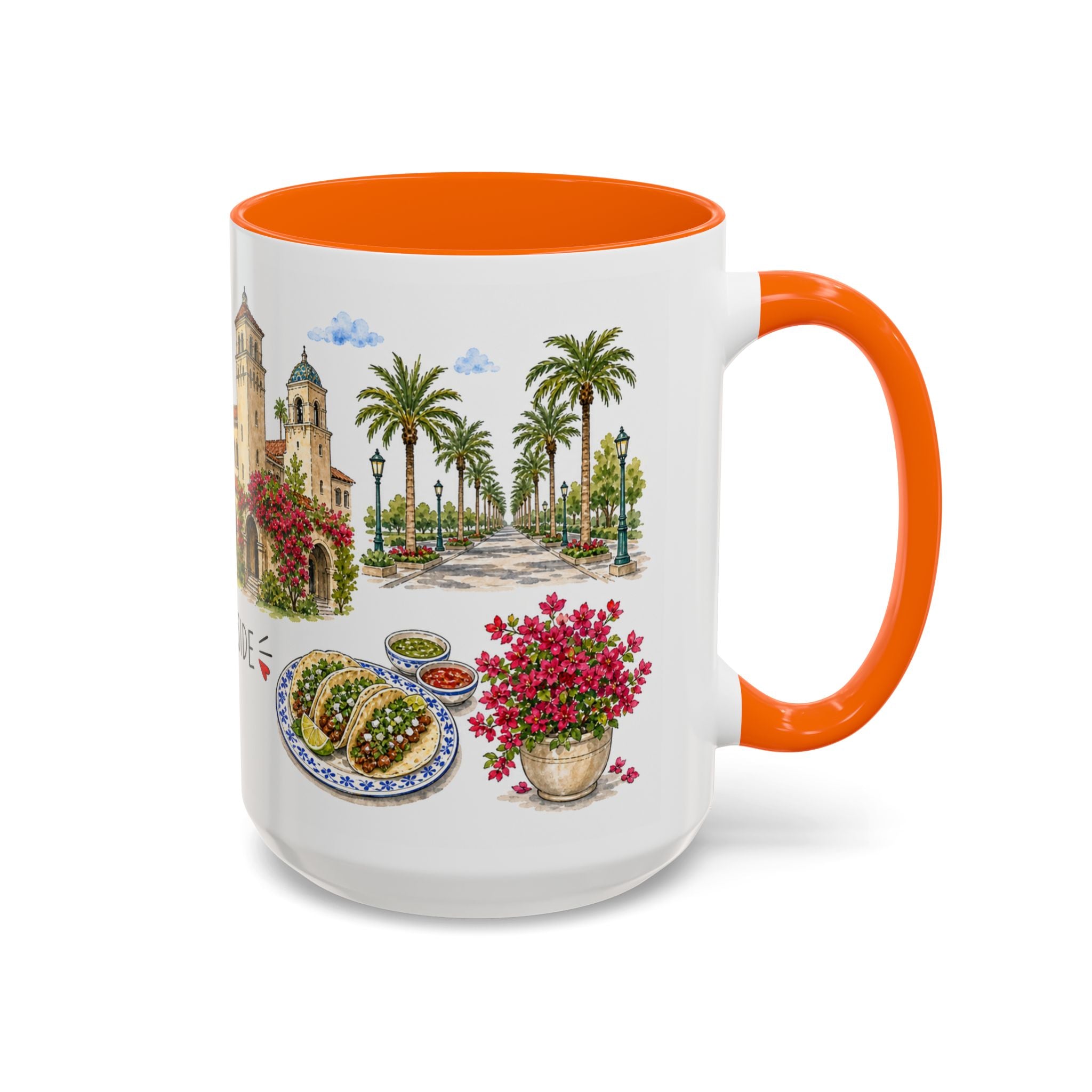 Riverside Illustrated Travel Mug | City Souvenir Accent Coffee Mug | 11oz 15oz Ceramic Cup