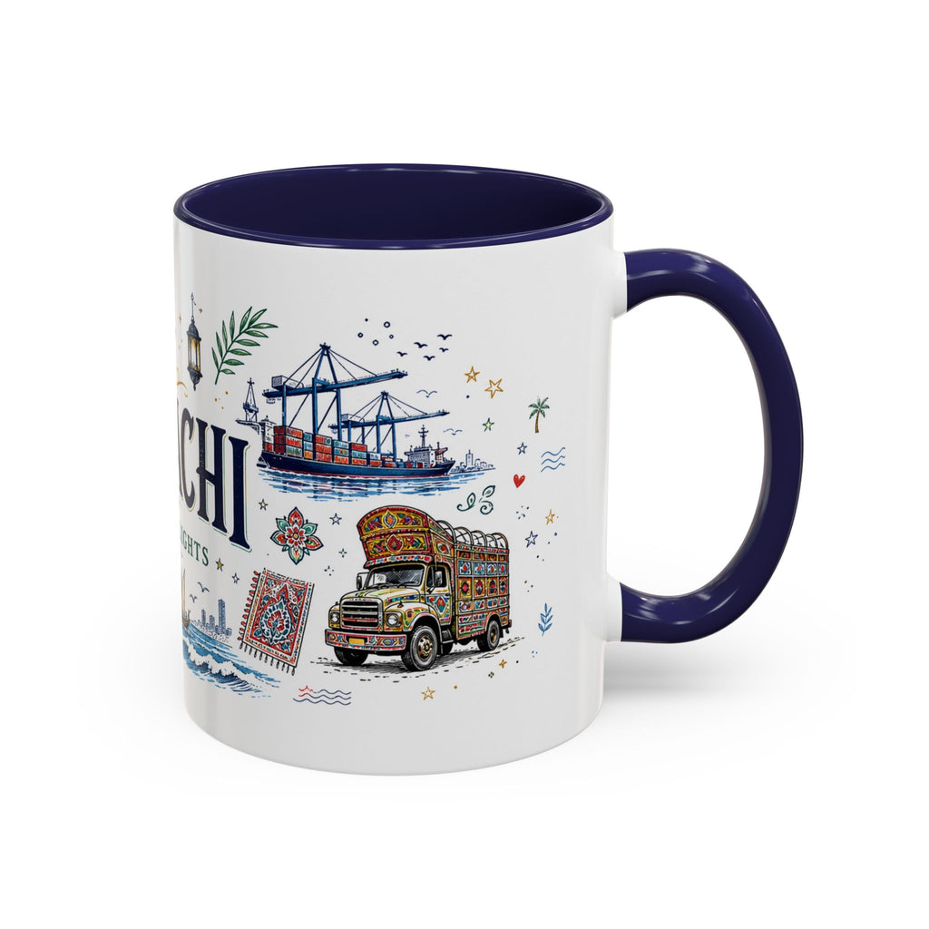 Karachi Coffee Mug | Pakistan Souvenir Travel Gift | Accent Color Ceramic 11oz 15oz