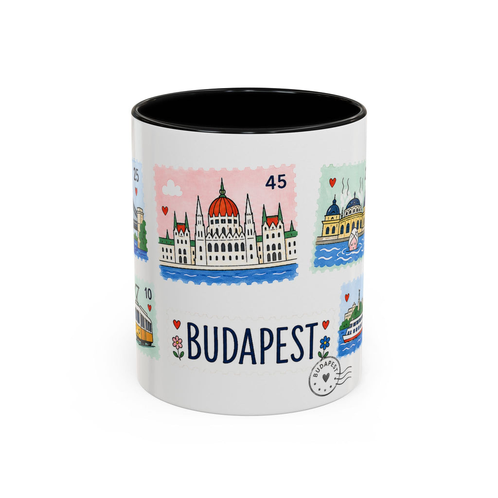 Budapest Coffee Mug | Postage Stamp Collage Mug | Travel Souvenir Accent Cup 11oz 15oz