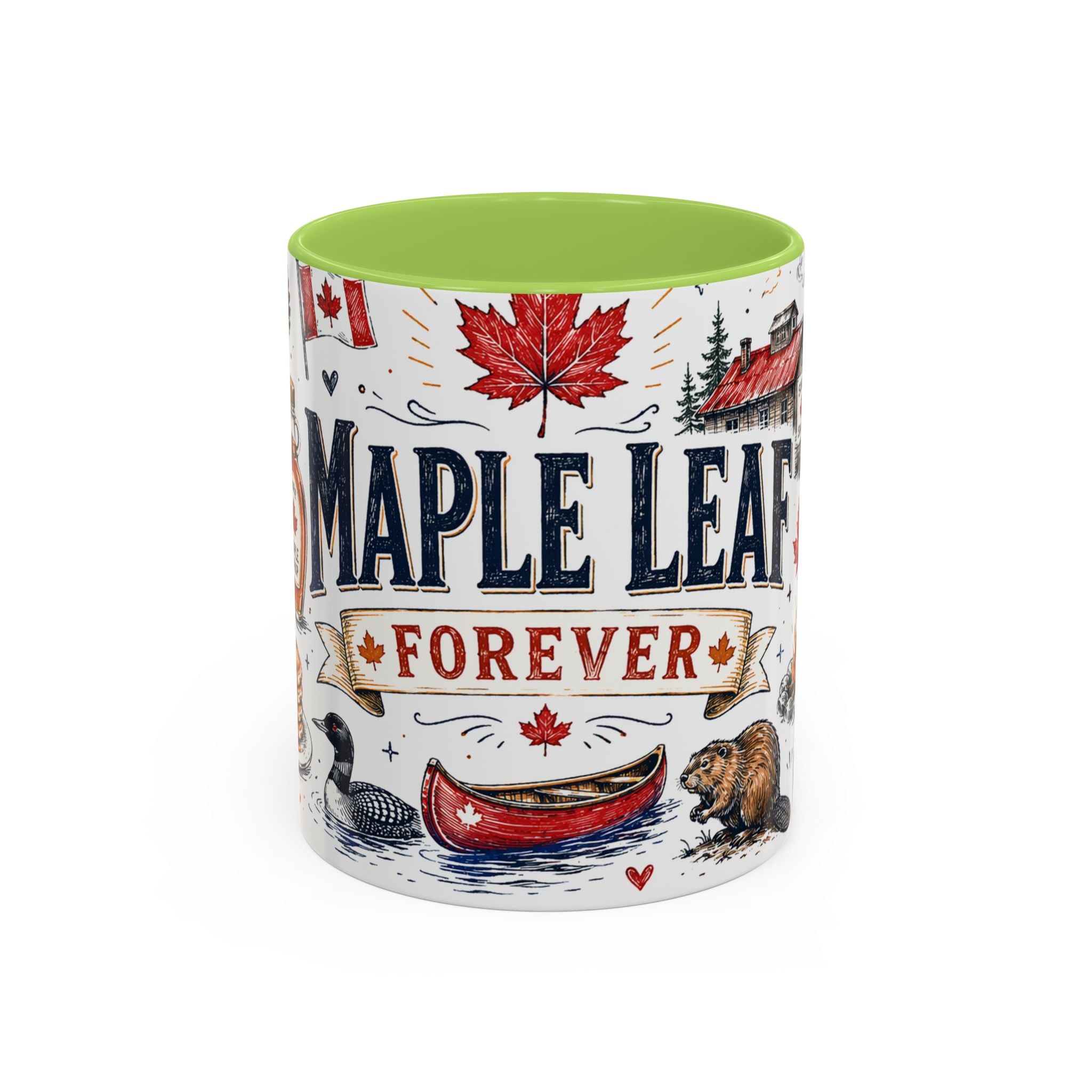 Maple Leaf Forever Coffee Mug | Canadian Pride Gift | Accent Color Ceramic 11oz 15oz